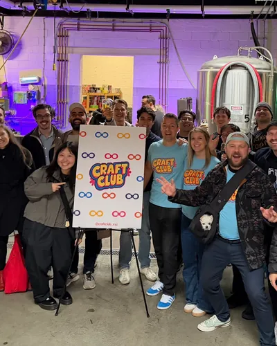 A Craft Club meetup group at a Brooklyn brewery